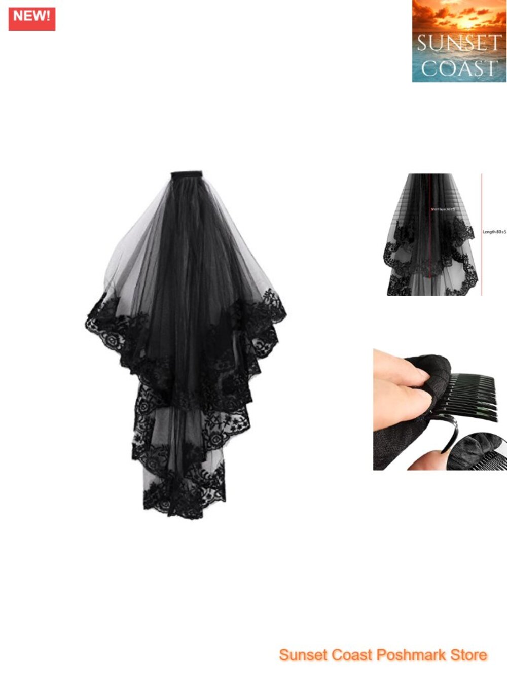 Lace Veil Hair Accessory 2 Tier Cathedral Wedding Veil Comb Costume Party